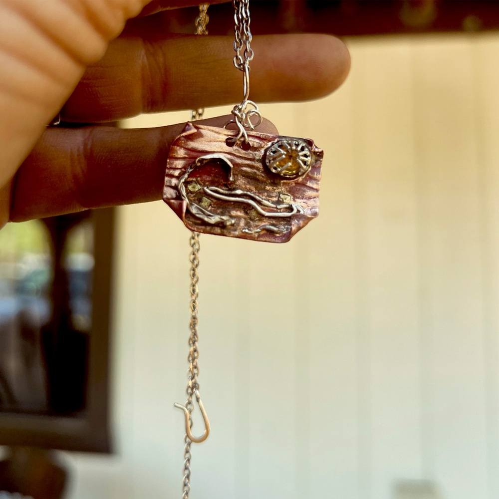 Yellow Sapphire Sun & Wave Pendant